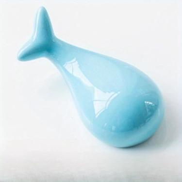 Imagem de Conjunto exclusivo de suporte de colher de baleia e descanso de pauzinhos de 1 peça/4 peças - decoração de cerâmica fofa para guardar e exibir seus utensílios (azul, 1 peça)