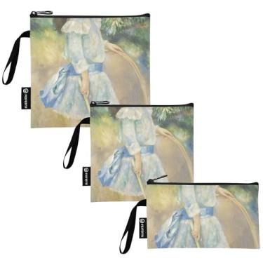 Imagem de Auguste Renoir Prints Sacos de sanduíche infantil reutilizável lavável bolsa de armazenamento de alimentos com zíper para crianças e adultos (conjunto de 3: P/M/G)