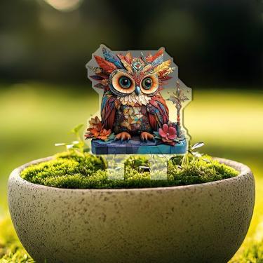 Imagem de Detalhes do produto coruja estacas decorativas de jardim decorações de plantas em vaso de acrílico Ideia de presente para Natal, aniversário, aniversário, dia dos namorados, celebrações.