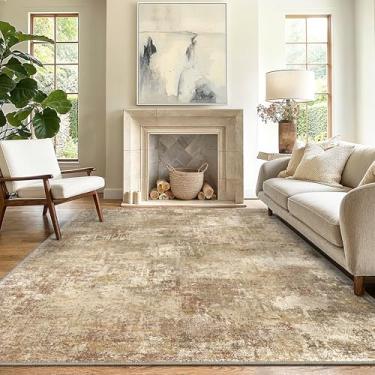 Imagem de GENIMO Tapetes laváveis para sala de estar, quarto, 20 x 25 cm, moderno, abstrato, antiderrapante, camada baixa, macio, contemporâneo, para sala de jantar, cozinha, laranja, vermelho