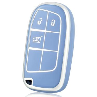 Imagem de Capa de chave de controle remoto de TPU compatível com Jeep Compass/Cherokee/Wrangler/Commander/Dodge Journey/Ram/Fiat, acessórios para chaves de carro