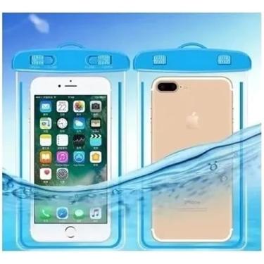Imagem de Bolsa capa Case Prova Dágua Celular Universal Impermeável (Azul)