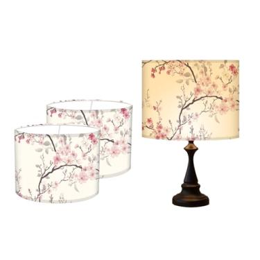 Imagem de Abajur de mesa, 33 cm L x 25 cm A impressão HD geométrico floral deixa abajur de mármore, abajures, decoração moderna para abajur de mesa e chão (flor de ameixa)