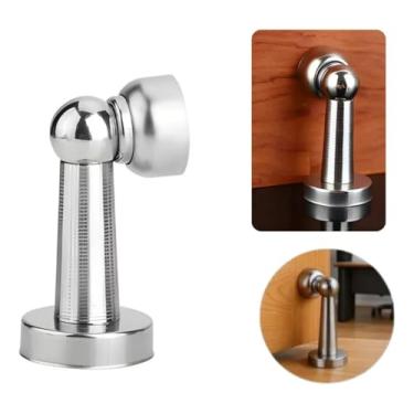 Imagem de Trava Porta Magnético Fixador Parede Piso Segurador Imã Inox