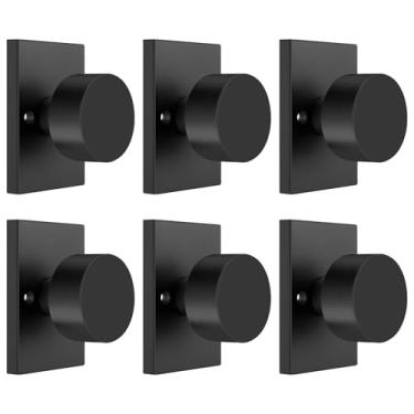 Imagem de Crequal Maçanetas falsas pretas, puxadores de porta de armário de liga de zinco resistente, lado único sem giro (6 peças/3 unidades)
