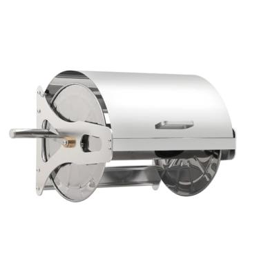 Imagem de Carrinho De Carretel De Mangueira De Aço Inoxidável com Manivela, Portátil e Montagem na Parede, Comporta 70m de Mangueira 1/2" - Para Jardim, Lavagem de Carros e Irrigação Externa