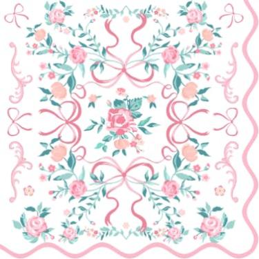 Imagem de 50 guardanapos de papel com laço floral rosa recortados descartáveis guardanapos de coquetel guardanapos de sobremesa de jantar para chá de bebê suprimentos de festa de aniversário lembrancinhas de