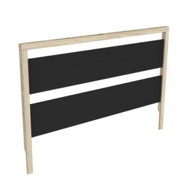Imagem de Cabeceira de Casal em Madeira e MDF Natural e Preto Tetris Artemobili
