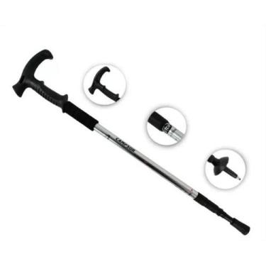 Imagem de Bengala apoio Bastão Caminhada Alumínio Retrátil Amortecedor Prata