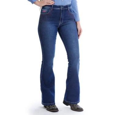 Imagem de Calça Country Feminina Jeans PLUS SIZE Flare Pedraria Pink - Rodeo Far