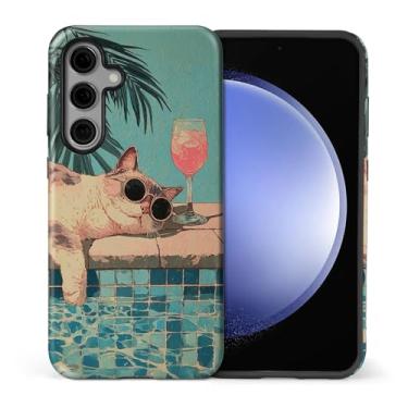 Imagem de WANKBLC Capa brilhante compatível com Samsung Galaxy S25 FE para meninas e meninos, design de corpo inteiro, silicone macio, proteção contra arranhões, padrão maluco, óculos de sol, gato fofo, bebidas