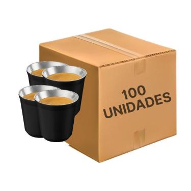 Imagem de Kit 100x Copos Parede Dupla Inox 90ml Café Expresso Chá-Unissex