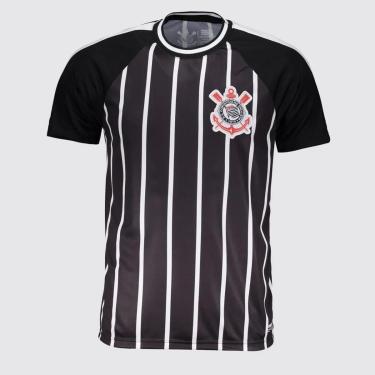 Imagem de Camiseta Corinthians Coimbra Raglan Recorte Preto/Branco-Masculino