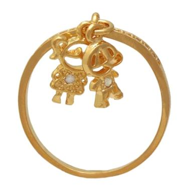 Imagem de Anel de Filhos Casal Cravejado Com Zircônias Folheado em Ouro 18K (13)