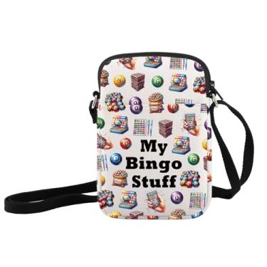 Imagem de JXGZSO Presente divertido para amantes de bingo presente para jogos de azar My Bingo Stuff Bolsa de ombro Lucky Bingo Game Player Gift, Bolsa tiracolo My Bingo Stuff