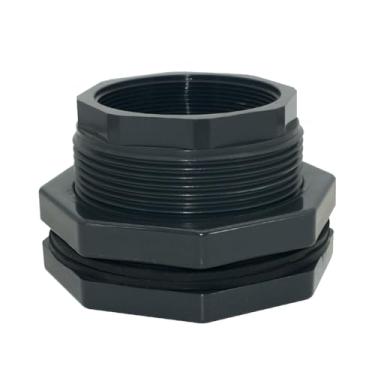 Imagem de Encaixe de anteparo de PVC, conector de tanque de água rosqueado NPT para barris de chuva, aquários, piscinas (7,6 cm)