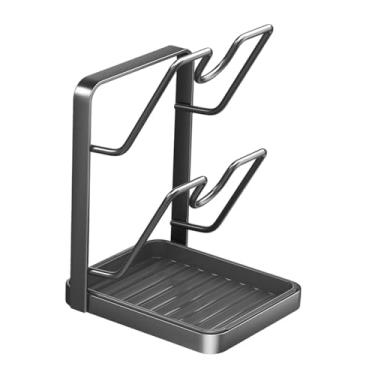 Imagem de IEUDNS Suporte para tampas de panelas, utensílio de cozinha, descanso de colher, suporte para tampa de panela e tábua de corte para, Cinza 2 Camadas