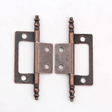 Imagem de Dobradiça lateral única para decoração de 4 furos antigos, 2 peças, revestimento de página de encaixe, bronze vermelho, porta de armário, bagagem, dobradiças de ferro