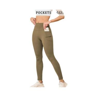 Imagem de Leggings Esportivas Femininas De Cintura Alta Super Macias Com Bolsos 