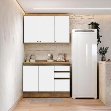 Imagem de Armário de Cozinha Compacta 100% MDF 120cm Nogueira/Branco Celeste Kappesberg