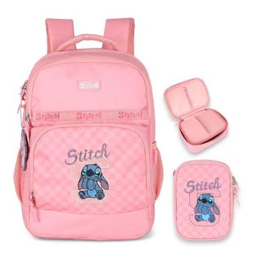 Imagem de Kit Escolar Mochila Costas Estojo Box Stitch Disney Luxcel-Unissex