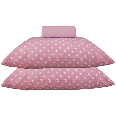 Imagem de Jogo De Cama Kazzavip Casal Malha Mista 70% Algodão E 30% Poliéster Ilhabela 3 Peças Rosa