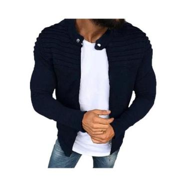 Imagem de Jaqueta Masculina Slim Fit Com Zíper E Manga Longa, Casaco Casual De O