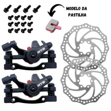 Imagem de Kit De Pinça Freio A Disco Mecânico Para Bike Bicicleta 160mm GTS Com 