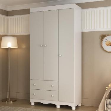 Imagem de Guarda-roupa Infantil 92cm 3 Portas E 2 Gavetas Dengo Multimóveis Mp4437 Branco/off White Branco/off White