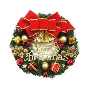 Imagem de Guirlanda De Natal Artificial De 45cm Para Pendurar Na Porta, Acessóri