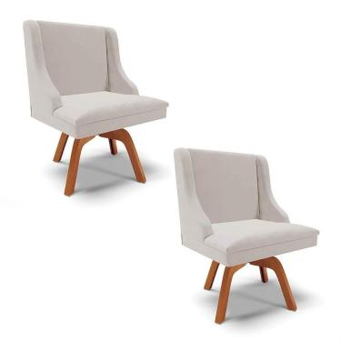 Imagem de Kit 2 Cadeiras Estofadas Giratória Para Sala De Jantar Lia Veludo Cinza - Ibiza