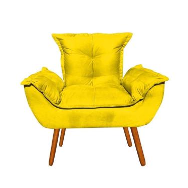 Imagem de Poltrona Decorativa Opala Sala De Estar Suede Amarelo