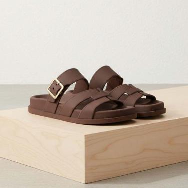 Imagem de Sandália Slide Feminina Leve Chinelo Ajustável Macia Moderna Promoção 