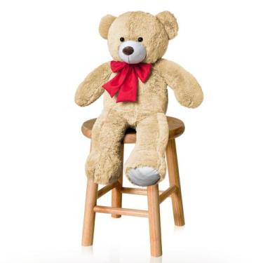 Imagem de Urso de Pelúcia 50cm com Laço Macio Fofo Presente - MARLI BABY ENXOVAI