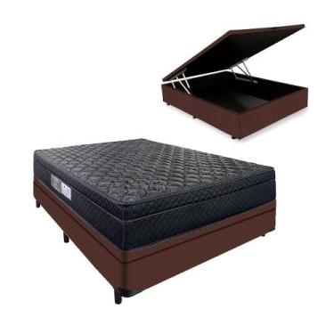 Imagem de Cama Arezzo Baú Casal Box Black Molas Ensacadas Marrom - Portobel