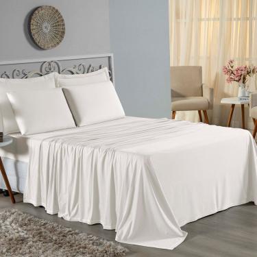 Imagem de Jogo De Cama King Nobre 4 Peças Lençol Com Elástico De 30cm De Altura Malha 100% Algodão - Palha