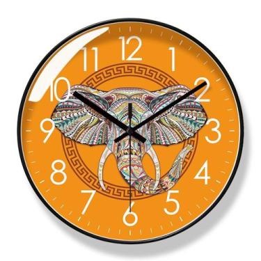 Imagem de Relógio de parede Bohemian Elephant Silent Non-Ticking 30cm - yiweisai