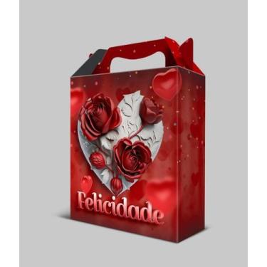 Imagem de Kit 12 Caixa Para Presente Tam G 29x22x9 Com Desenho - NoBrand, Rosas 