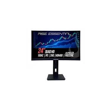 Imagem de Monitor Gamer Rise Mode Essential 24", QHD, 100Hz, 2ms, IPS, FreeSync, HDR 400, HDMI e DP, Altura Ajustável, Preto - RM-MOGL-24F1002K-B