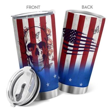 Imagem de Caneca de café Tumbler Oasisdream 600ml de aço inoxidável com caveira