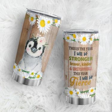 Imagem de Caneca de viagem Oasisdream Tumbler 600 ml com estampa de pinguim