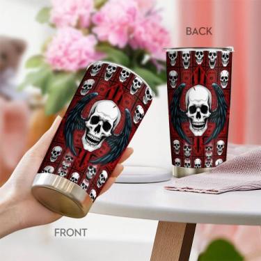 Imagem de Caneca de viagem Oasisdream Tumbler 600 ml com estampa de caveira