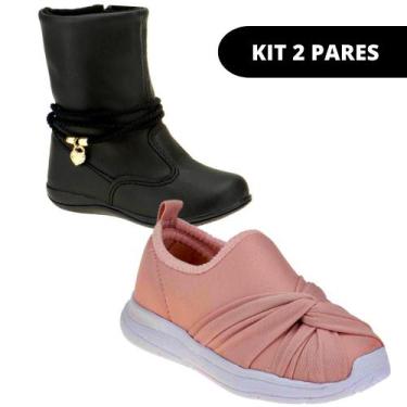 Imagem de Bota Menina e Sapato Infantil - KIT 2 PARES Tam 23 ao 34 - Sapatinhos.