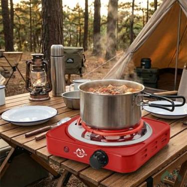 Imagem de Fogareiro Elétrico Espiral 1 Boca 127V Vermelho 1000W Camping Acampame