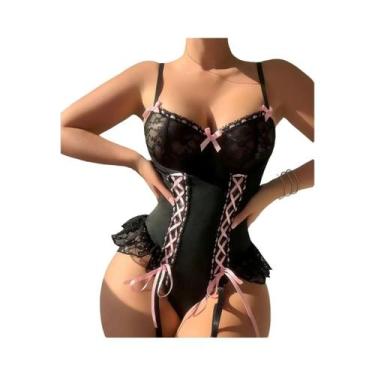Imagem de Conjunto De Lingerie Feminina Com Renda, Sutiã Com Aro, Calcinha E Tan