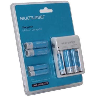 Imagem de Kit Carregador de Pilhas + 8 Pilhas AA/AAA Recarregáveis - Multilaser