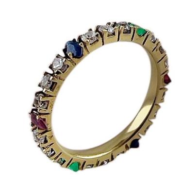 Imagem de Anel em Ouro 18k Aliança Inteira com Pedras Naturais e Design Exclusiv