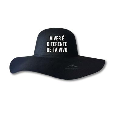 Imagem de Chapéu OEM Viver É Diferente em Feltro 100% Poliéster Aba 9 e 5 cm Copa 11 cm Preto Adulto
