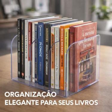 Imagem de Organizador de Livros 3 Divisões Cristal Porta Livros Revistas Caderno