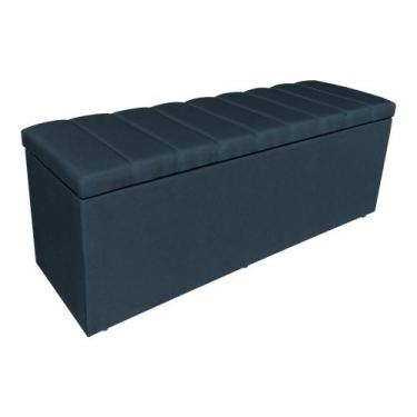 Imagem de Calçadeira Recamier Baú Queen 1,60m Holanda Suede - Pallazio, Azul Mar